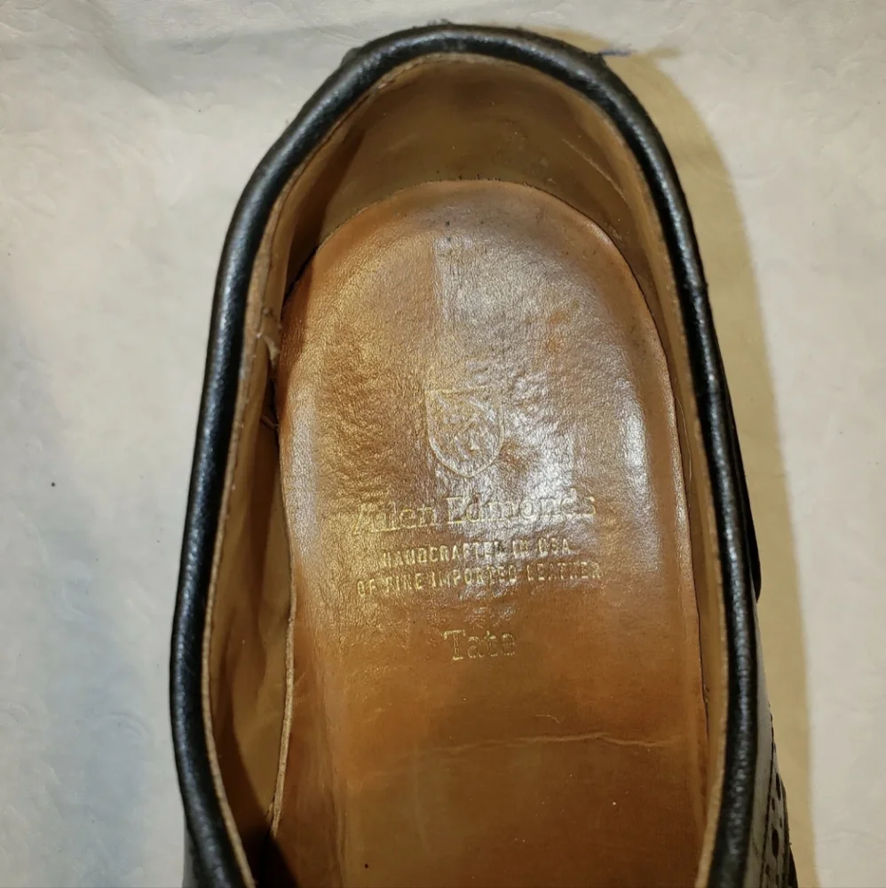 Allen Edmonds Black Leather Tate Wingtip Loafer Dress Shoes 10.5